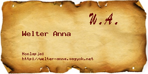 Welter Anna névjegykártya